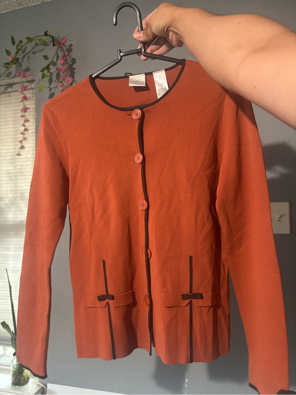 Emma James Petite Rust Orange Cardigan | Size M